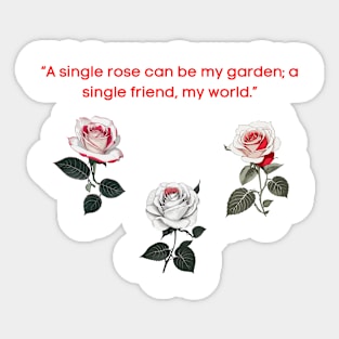 Red Flowers floral roses quote line art Sticker